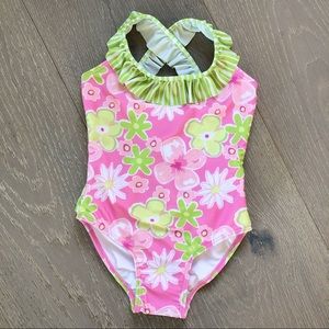 NEW Sz 4 FLAP HAPPY Girls Floral Halter Swimsuit